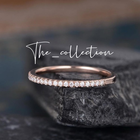 18K ROSE GOLD DIAMOND HALF ETERNITY BAND RING - Picture 5 of 5